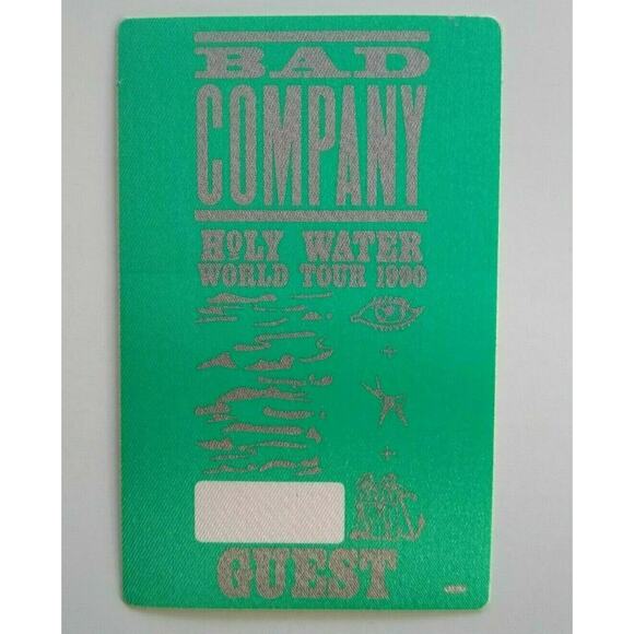 Bad Company Holy Water Backstage Pass Original 1990 Tour Hard Rock Music Green - Picture 1 of 6